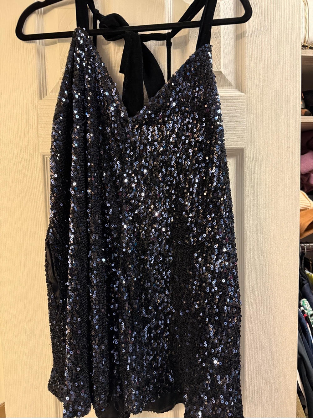 Free People Black Sequin Halter Romper